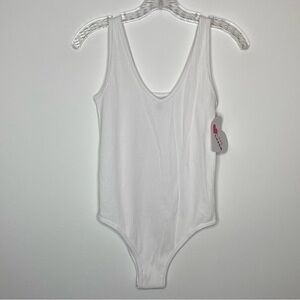Love Charm White Ribbed Bodysuit NWT